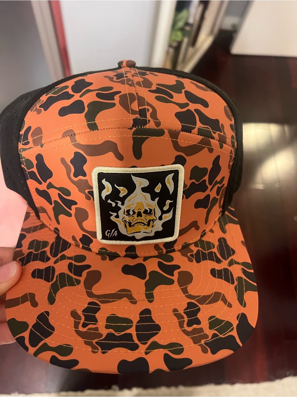 Orange hat with flames 🔥